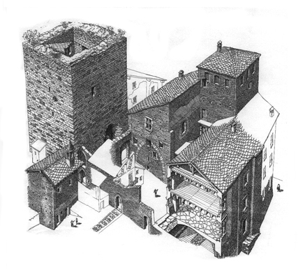 Maison forte et tour de Ville, XIIe s., commune d'Arnad. 