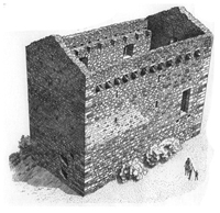 Maison forte de Rhins, XIIe s., commune de Roisan. 